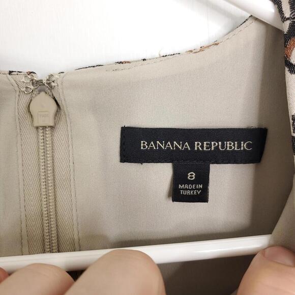 Banana Republic Dress Womens Size 8 Puff Sleeve Leopard Exotic Animal Sheath - Picture 6 of 9